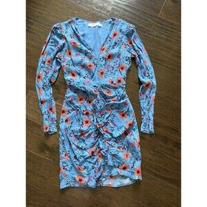 ASTR The Label Womens Blue Floral Long Sleeve Short Mini Dress Size XS